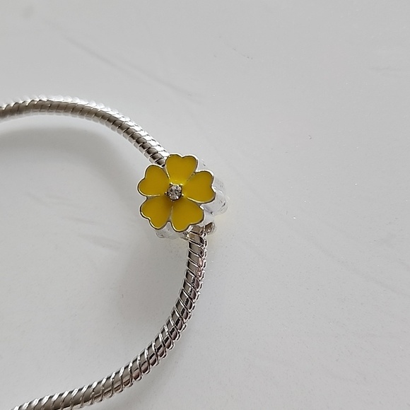 FLOWER  Charm for European Style Bracelets Fits Pandora Systems - Picture 2 of 4